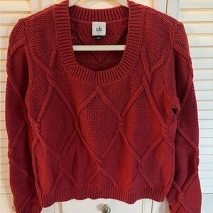 CAbi Women's Deep Red Cable Knit Sweater